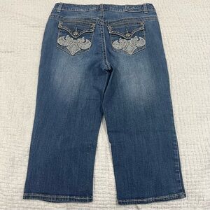 Royal Premium High Rise Embellished Capri Jeans McBling Size 8
